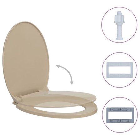 vidaXL Toalettsits mjuk stängning beige oval