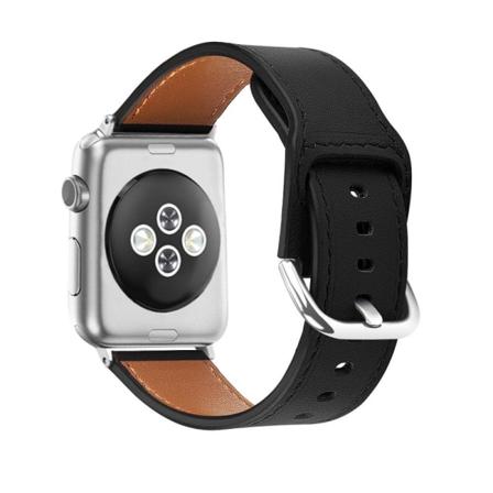 Apple Watch (41mm) Cowhide Aitoa Nahkaa Rannekellon Nauha - Musta / Koko: L Black
