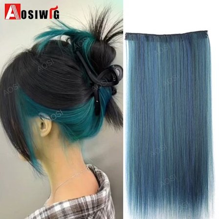 20 tuuman synteettinen pitkä suora klipsi, yksiosainen hiustenpidennys 4 klipsiä tekovaaleat hiukset ruskea musta lämmönkestävä tekohius