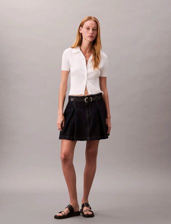 Calvin Klein Jeans Pleated Denim Skirt Ck Classic R - Navy - 27