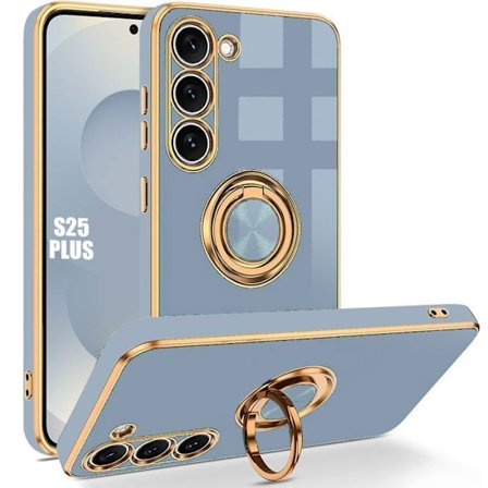 Coque för Samsung Galaxy S25 Plus (S25+) Silikonstöttekydd med Blå Ring