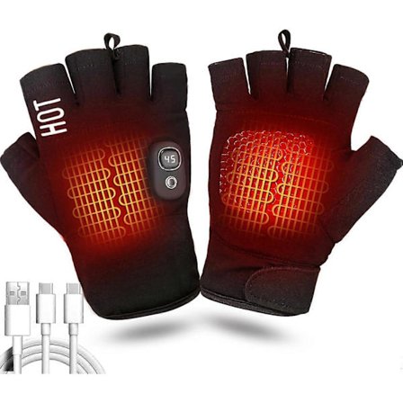 Fingerløse opvarmede handsker til mænd og kvinder, genopladelig elektrisk touchscreen