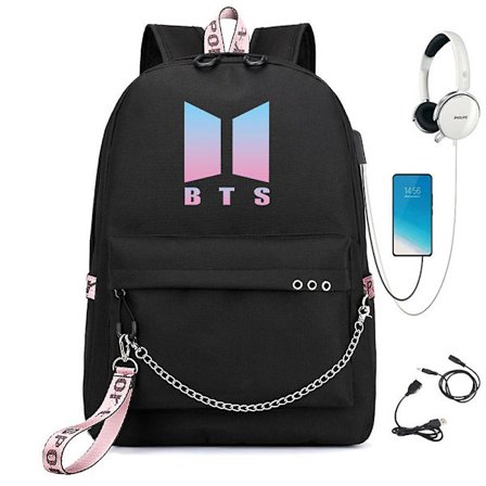 BTS backpack cute USB charging school bag