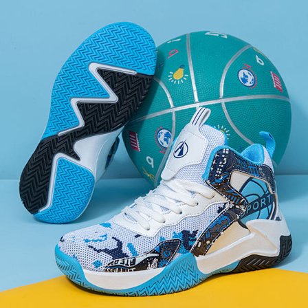 barnbasketskor som andas 011 vit blå