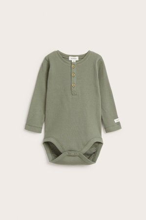 Newbie | Ribbad långärmad body | Grön