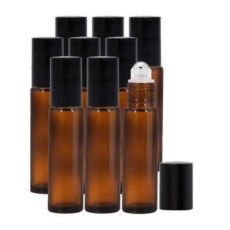 Eterisk Olje Roll-On Flasker, Amber Glass Gjenfyllbare Rollerflasker med Rustfrie Stålkuler