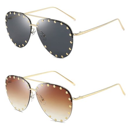 Solbriller for kvinner, klassiske pilotbriller, metallramme, fasjonabel stil, UV400-beskyttelse, svart