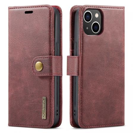 Dg.ming Läderfodral Med Magnetskal, Iphone 14 Plus, Röd Röd