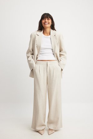 NA-KD Wide Low Waist Pants - Pantalon taille basse - Beige - EU 40