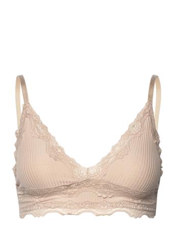 Silk Bra W/Lace Lingerie Bras & Tops Soft Bras Non Wired Bras Beige Rosemunde