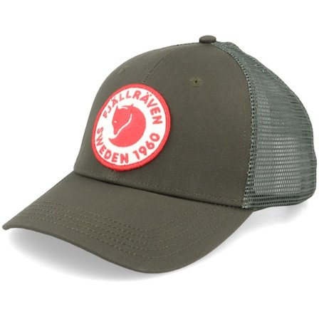 Fjällräven - Grønn trucker Caps - 1960 Logo Långtradarkeps Deep Forest Trucker @ Hatstore