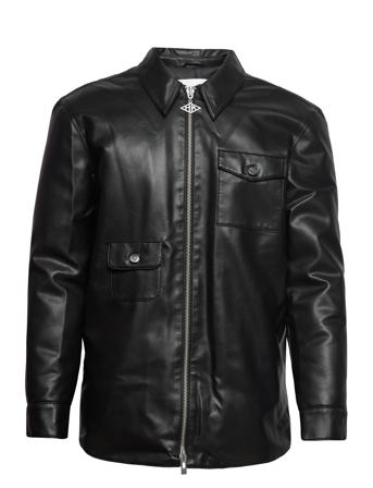 Army Zip Overshirt Overshirts Leather Svart HAN Kjøbenhavn*Betinget Tilbud
