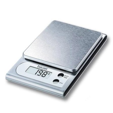 Elektronisk køkkenvægt - BEURER KS22 - Kapacitet 3 kg - Graduation 1g - Bakke i børstet rustfrit stål