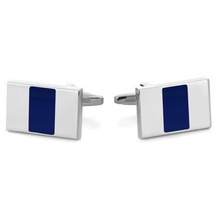 Spinki do mankietów w kolorze srebrnym i granatowym dla mężczyzn