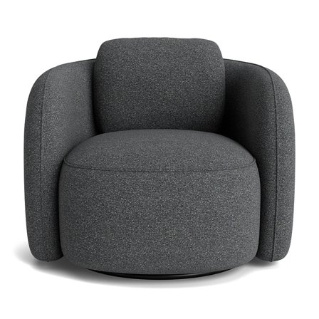 Lana Sessel, Drehfunktion, moderner Loungesessel in Puente Grau/Blau, bequeme Nozag-Federung, hochwertige Polsterung, Breite 81cm, Rundes Design