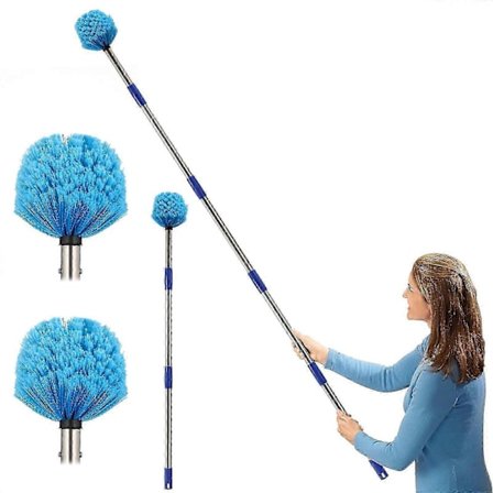 Rostfri spindelvävsborste lämplig för höga tak och utomhusytor 1,2-3 meter