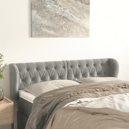 Vidaxl Huvudgavel Med Kanter Ljusgrå 163x23x78/88 Cm Sammet Grå