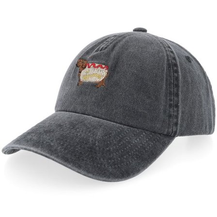 Iconic - Svart unconstructed Keps - Hotdog Dog Vintage Washed Black A-frame Dad Cap @ Hatstore