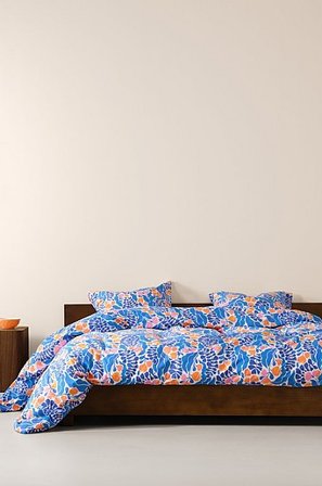 Jotex - Påslakanset Dubbelsäng Ekologisk Blå FLORIAN - Köp Dubbelsäng hos Jotex