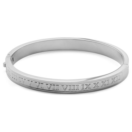 Arie Zilverkleurige Nummerieke Bangle-armband voor mannen - Manchetarmbanden