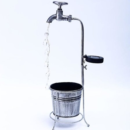 Solcelledrevet kranelys, vanndrypp, utendørs landskapslys, hagedekorasjon, jernblomsterpotte, gårdsplasslys 4. april 18