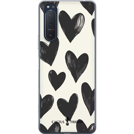 Kompatibelt Mobildeksel til Sony Sony Xperia 5 II Cactus and Friends - Bold Black Love Pattern