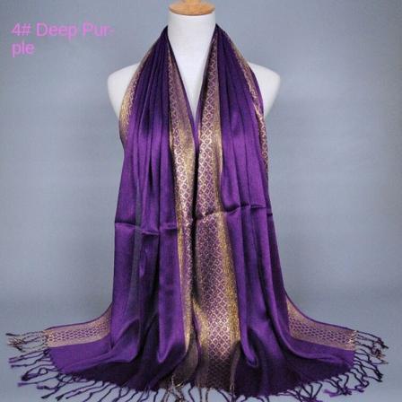 Naisten huivi Kevään ja syksyn tupsuhuivi paksunnettu Deep Purple 180-60cm