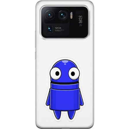 Yhteensopiva Puhelinkuori Xiaomi Xiaomi Mi 11 Ultra Sininen piirretty hahmo, jossa on suuret silmät ja ystävällinen ilme minimalistisessa muotoilus