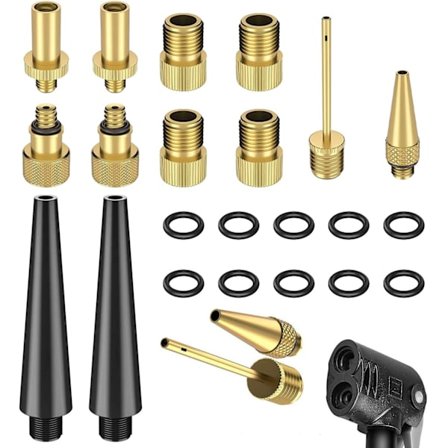 14 stk. cykelpumpe adapter, cykel dæk pumpe adapter, cykel pumpe nål adapter, DV AV SV ventil til cykelpumpe, kobber cykel pumpe mundstykke til 