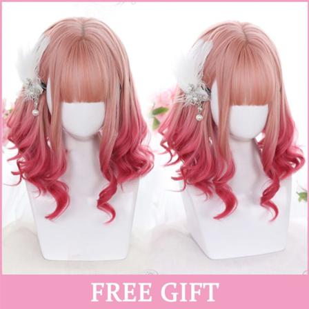 Lång Ombre Färgglad Syntetisk Cosplay Lolita Harajuku Peruk Med B