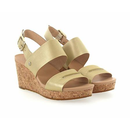 UGG Wedges Elena Metallic , Geel , Dames , Maat: 36 EU Sleehakken