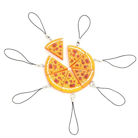 Pizza-hänge, nyckelring, spänne, handväska, berlock, nyckel, smycken, prydnader (7 stycken)