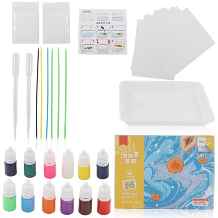 Marmorering Maling Kunst Sæt 12 Farver 6ml DIY Maleri Mineral Pigment Interessant Afslappende Bærbart Vand Marmorering Maling Sæt