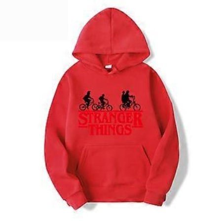Stranger Things Tema Tenåringer Menn Hettegensere Lang Ermet Hettegenser Pullover Topper 1(3XL Rød)