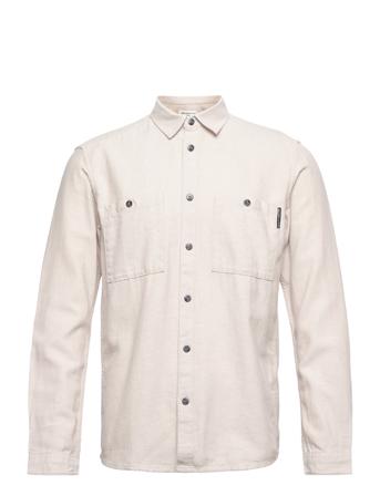 Relaxed Twill Shirt Skjorte Uformell Creme Tom Tailor