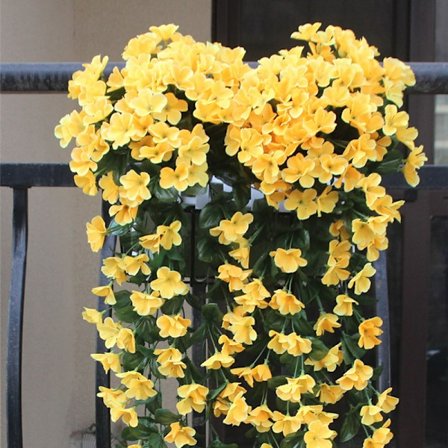 Levende kunstig hengende orkidé Bukett Silke Lang hengende Busk Blomster Streng Bryllupsfest Hjemmeinnredning
