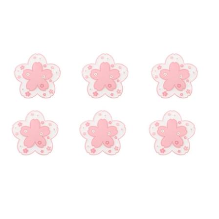 Sæt med 6 lyserøde (Pink Sakura Mønster) 19cm, Sød Anti-Skridsikker Vaskbar C