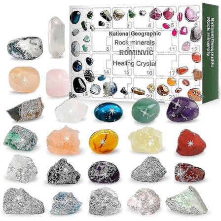 Geologisk julekalender med sten, mineraler, krystaller og fossiler til børn, voksne og naturvidenskabelig undervisning [D]