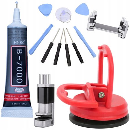 LCD Skjerm Reparasjonssett 10-i-1 – Skrutvinge, B7000 Lim, Sugekopp 55Mm | Presisjonsverktøy | for Mobiltelefoner