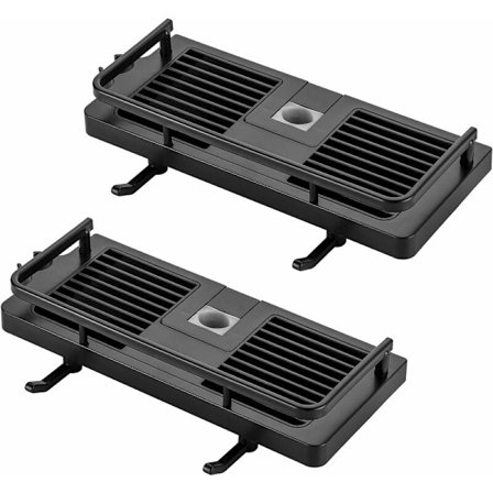 Duschhylla Ingen borr Hängande duschhyllor Duschtillbehörshållare med två krokar och duschhuvudkrok för kostym [22mm-25mm] skena 2 st.