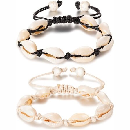 2 stk. Naturlig Skjell Ankelkjede Håndlaget Strandfottøy Justerbar Boho