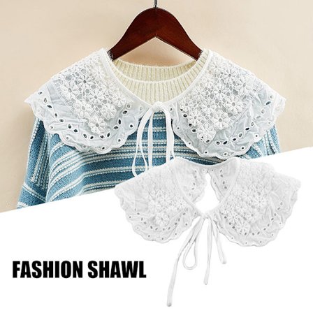 Kvinnors kronbladsbroderi krage sjal Avtagbar Snabbtorkande skjorta som andas Blus Sweatshirt Tillbehör