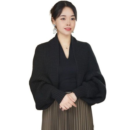 Stickad Sjal Höst Vinter Scarf SVART