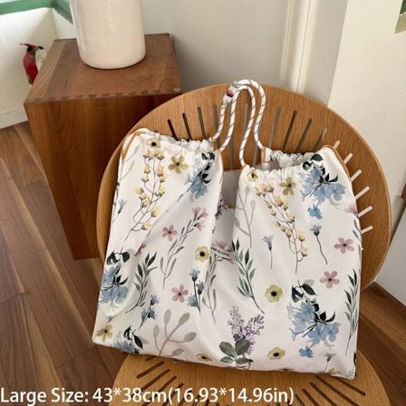 Blomma Handväska Utskrift Shoppingpåsar VIT 43X38CM - high quality