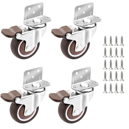 4x hjul - 25 mm til møbler små drejelige hjul med bremse