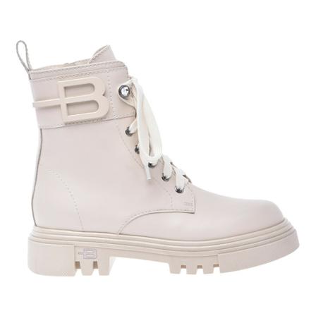 Baldinini, Combat boots in milk white leather Beżowy, Kobieta, Rozmiar: 37 1/2 EU