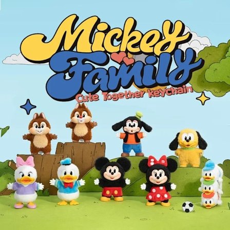 Mickey Familie Søt Sammen Nøkkelring Serie Blind Box Vinyl Dukke Anime Figur Dekorasjon Samling Barn Gave