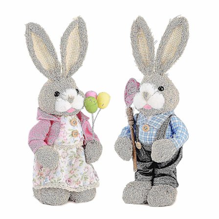 2 stk. Halmvevde Påskekanin Vindu Bryllup Rekvisitter Dekorasjon