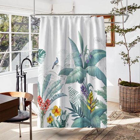 1 st duschdraperi 180x180cm fågelväxter mönster, vattentät dusch