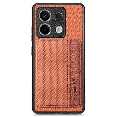 SKALO Xiaomi Redmi Note 13 Pro 5G Carbon Fiber Cover med kortholder - Brun